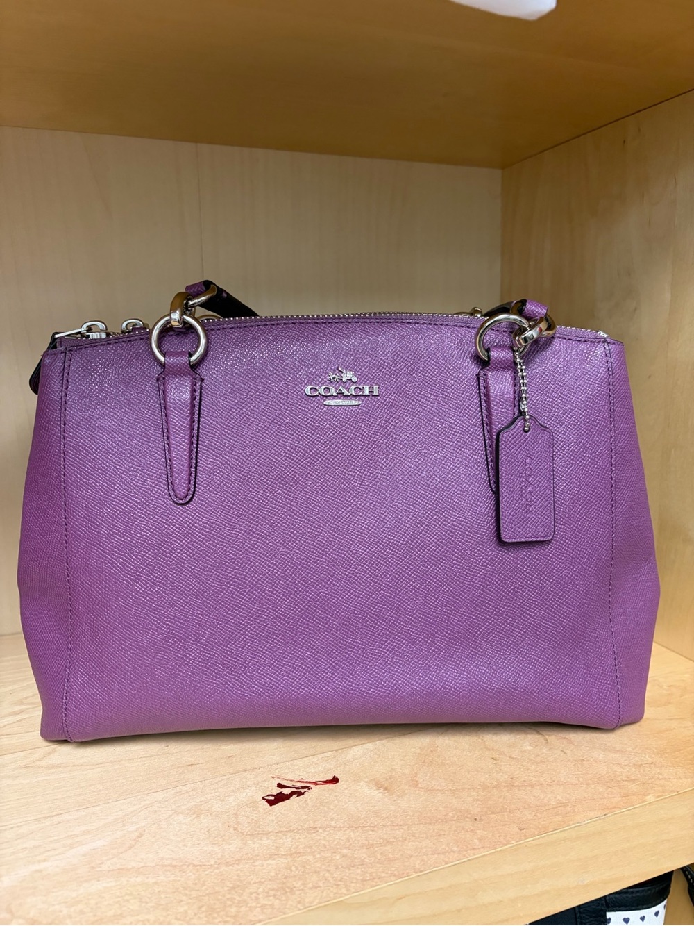 Coach Purple Crossgrain Leather Christie Carryall Bag F57847